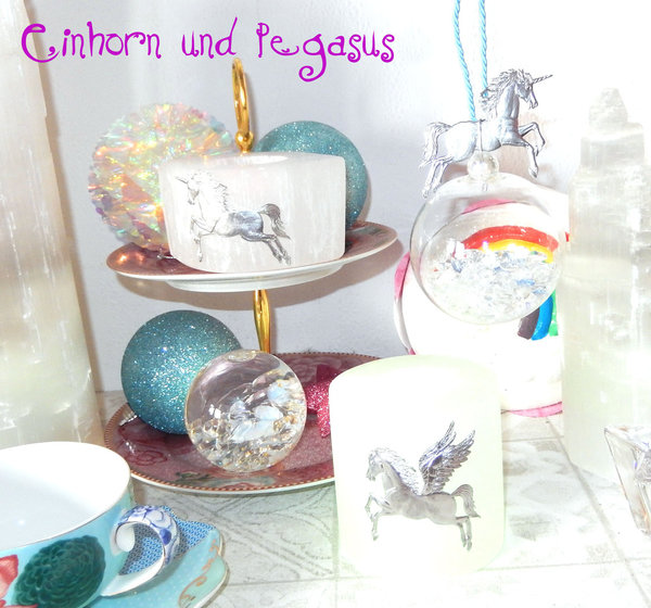 Einhorn und Pegasus Selenit Teelichter